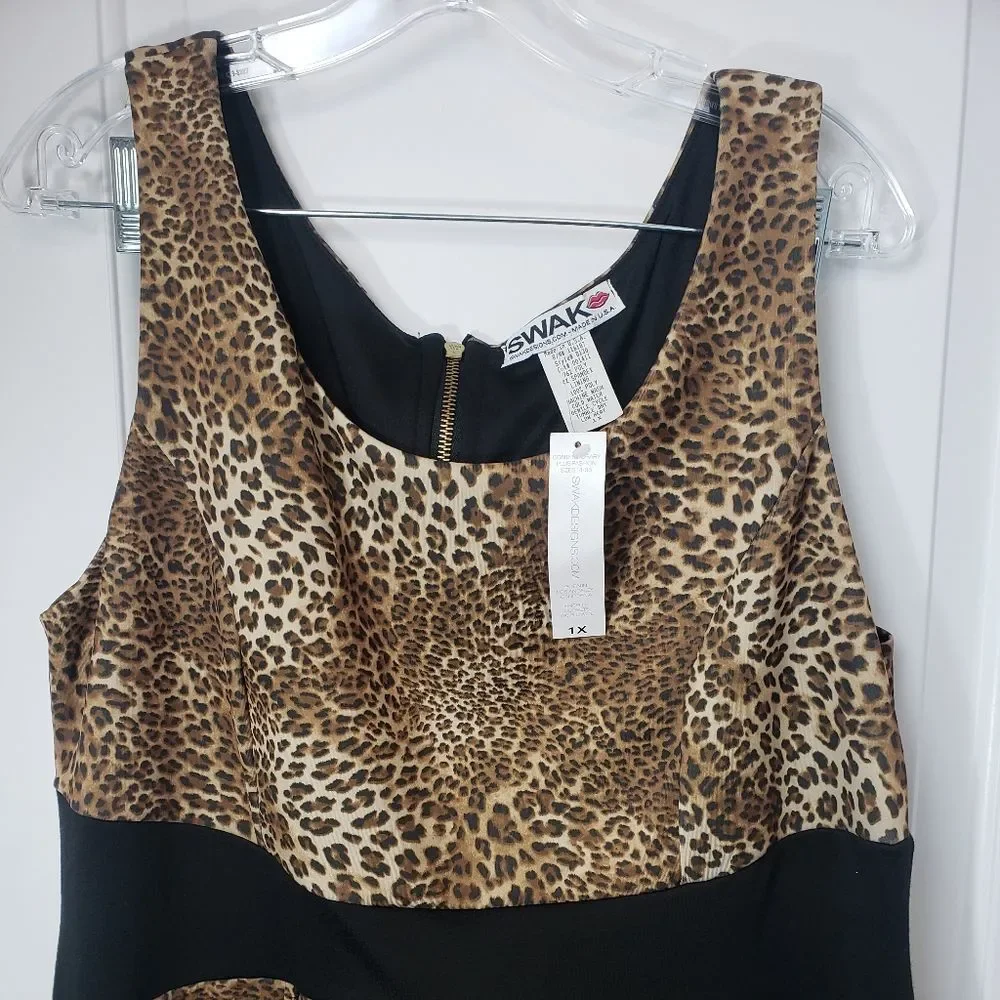NEW SWAK Leopard print plus size Dress 1x - Picture 5 of 8